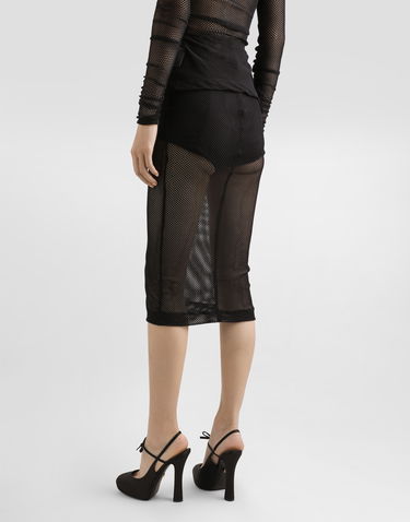 Nederdel Dolce & Gabbana Dolce & Gabbana Mesh Calf-Length Skirt Sort | F4CT6TFLREPN0000, 3