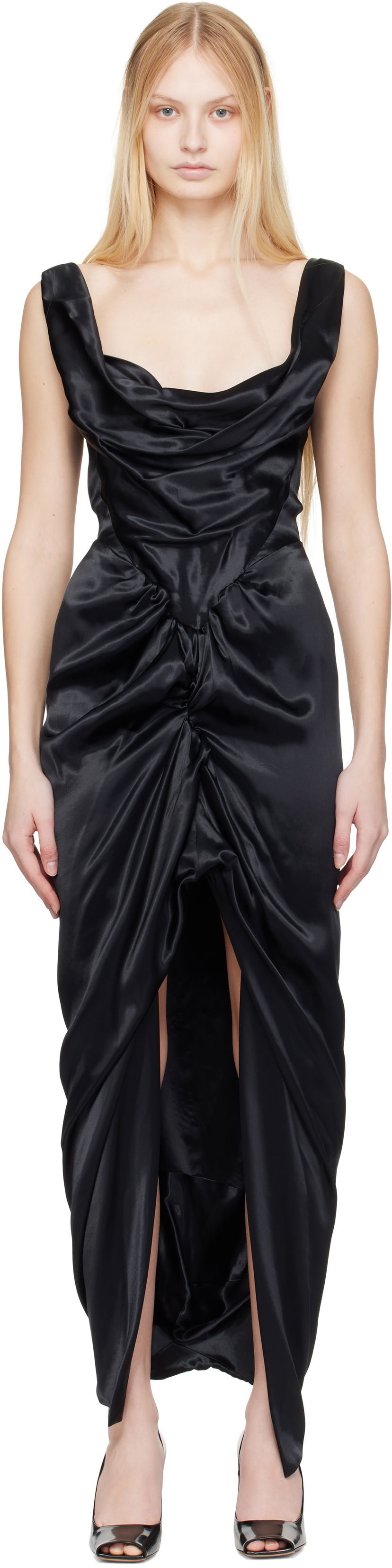 Kjole Vivienne Westwood Vivienne Westwood Panther Draped Maxi Dress Sort | 1101035B-W0128-