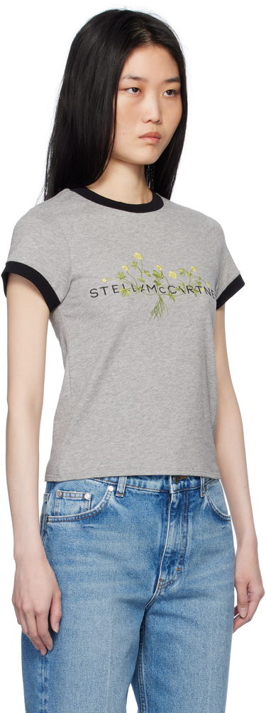 T-shirt Stella McCartney Stella McCartney Floral Embroidered T-Shirt Grå | 6J03723SPZ75, 1