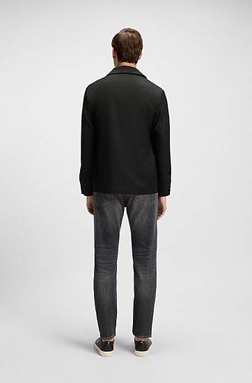 Jakke BOSS Relaxed Fit Virgin Wool Serge Overshirt Sort | 50545907, 1