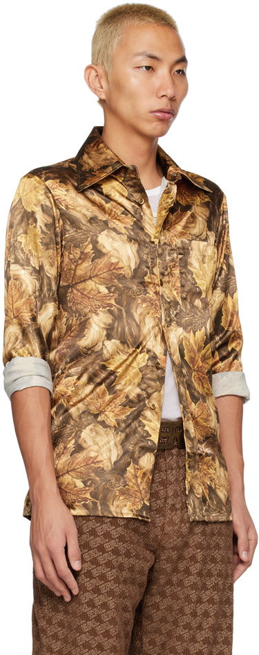 Skjorte ERL ERL Printed Satin Shirt Brun | ERL05B004, 1