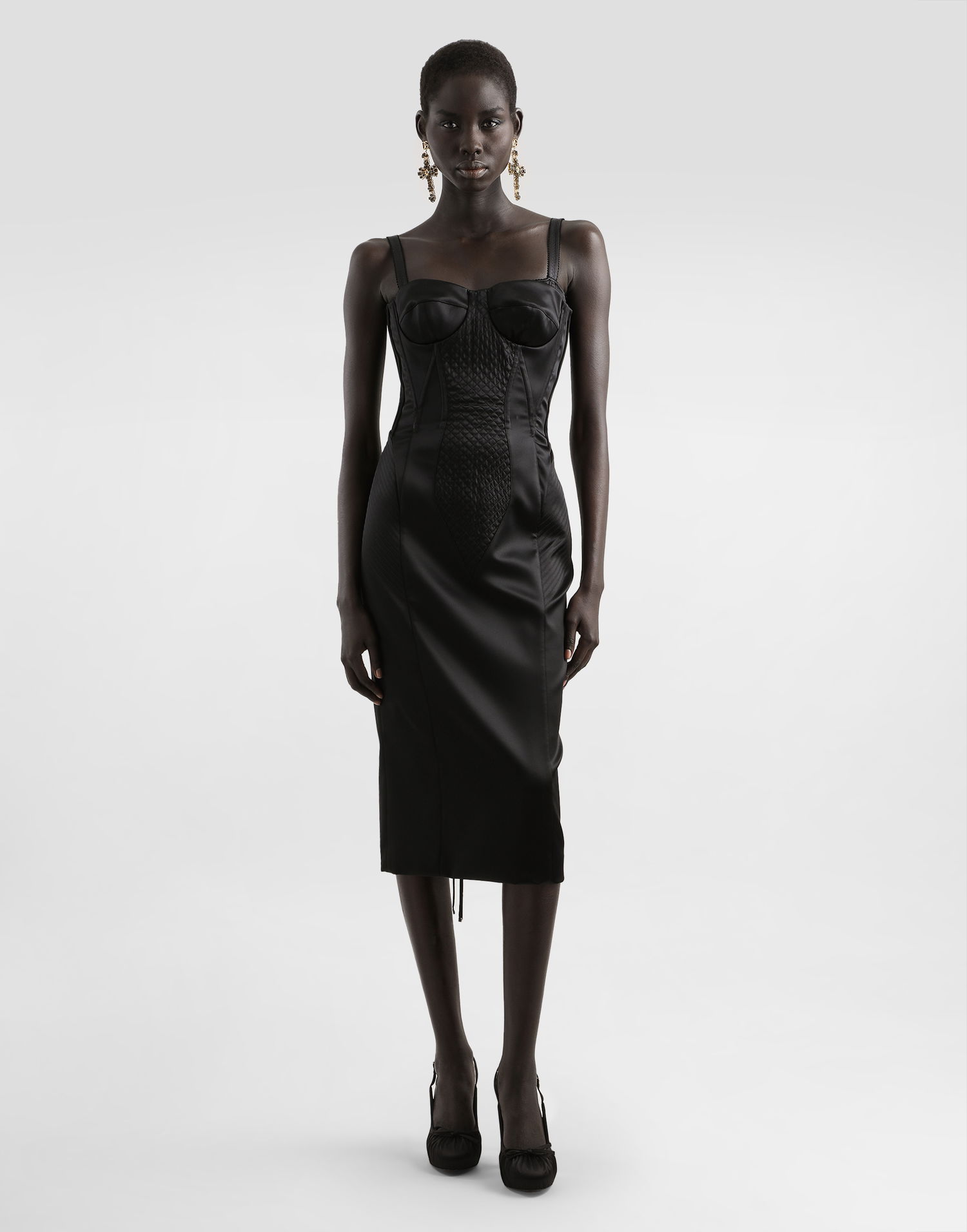 Kjole Dolce & Gabbana Dolce & Gabbana Strapless Satin Corset Dress Sort | F6TUUTFURADN0000, 1