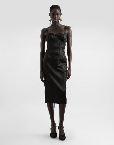 Kjole Dolce & Gabbana Dolce & Gabbana Strapless Satin Corset Dress Sort | F6TUUTFURADN0000, 1
