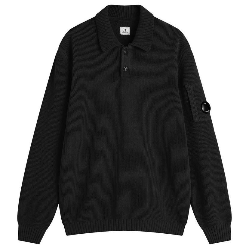 Sweater C.P. Company C.P. Company Chenille Ribbed Knit Polo, Size Large Sort | 19CMKN021A-005558G-999