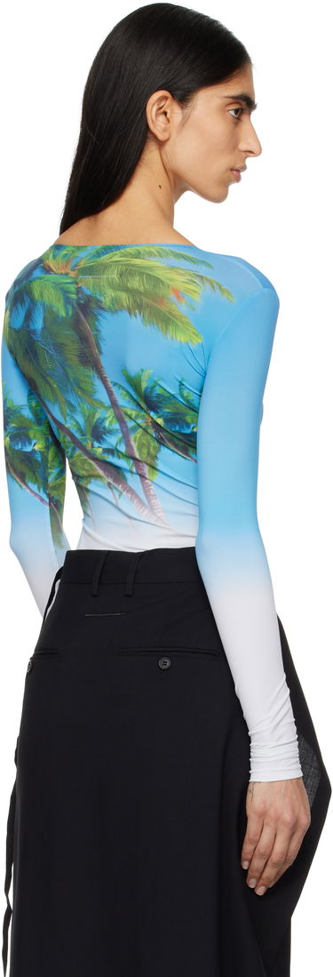 Krop Maison Margiela MM6 Maison Margiela Archive Print Long Sleeve Bodysuit Blå | S52NA0071 M20083, 2