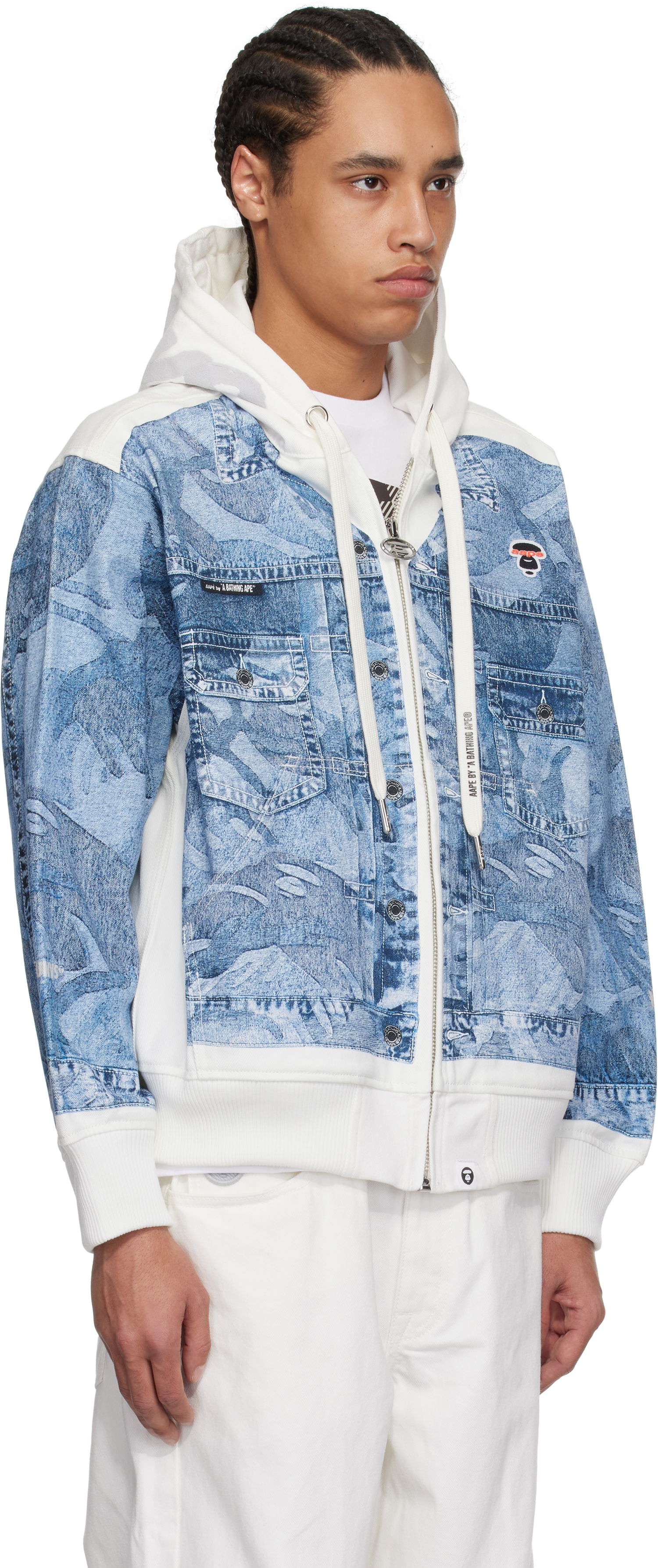 Sweatshirt AAPE by A Bathing Ape AAPE by A Bathing Ape 'AAPE' Main Lightweight Denim Hoodie Jacket Blå | AAPLJM7710XXNIVX, 1