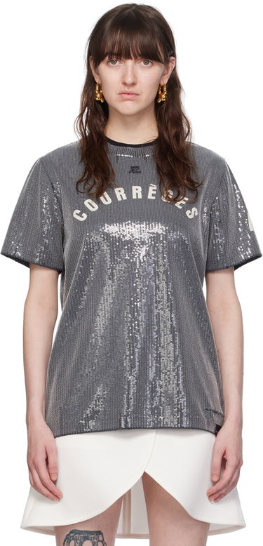 T-shirt Courrèges Courrèges Sequinned T-Shirt Grå | 124JTS008JS0136, 0