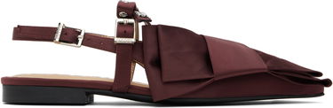 Tilbehør GANNI GANNI Big Bow Slingback Flats Bourgogne | S2860, 0