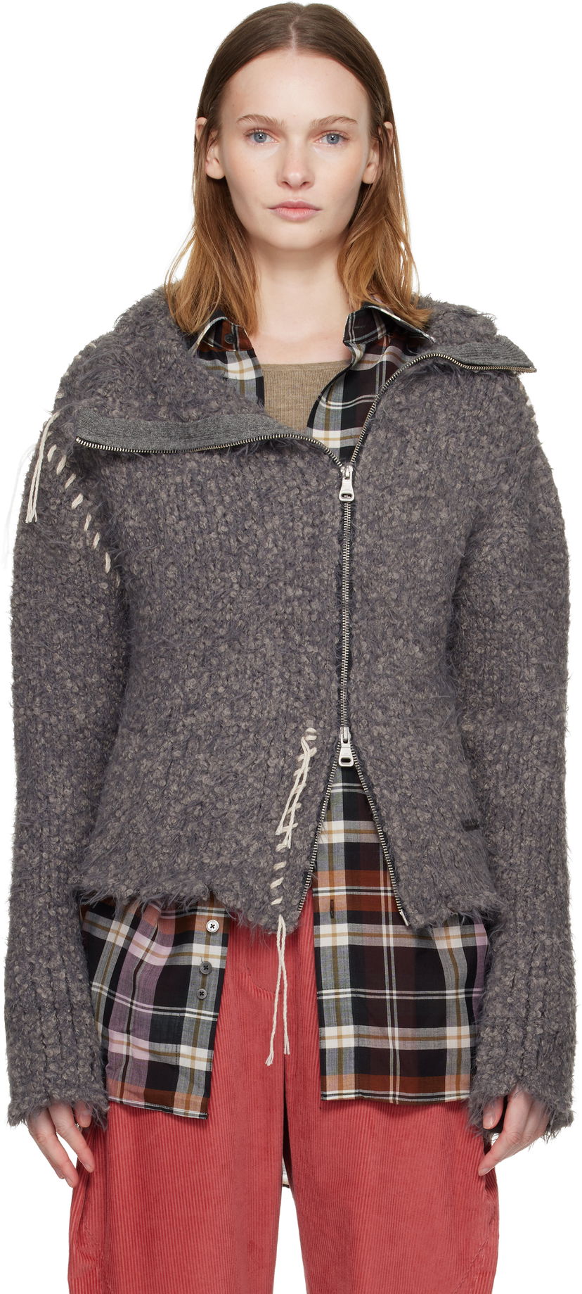 Jakke Andersson Bell Harlow Damaged Knit Jacket Grå | atb1388w