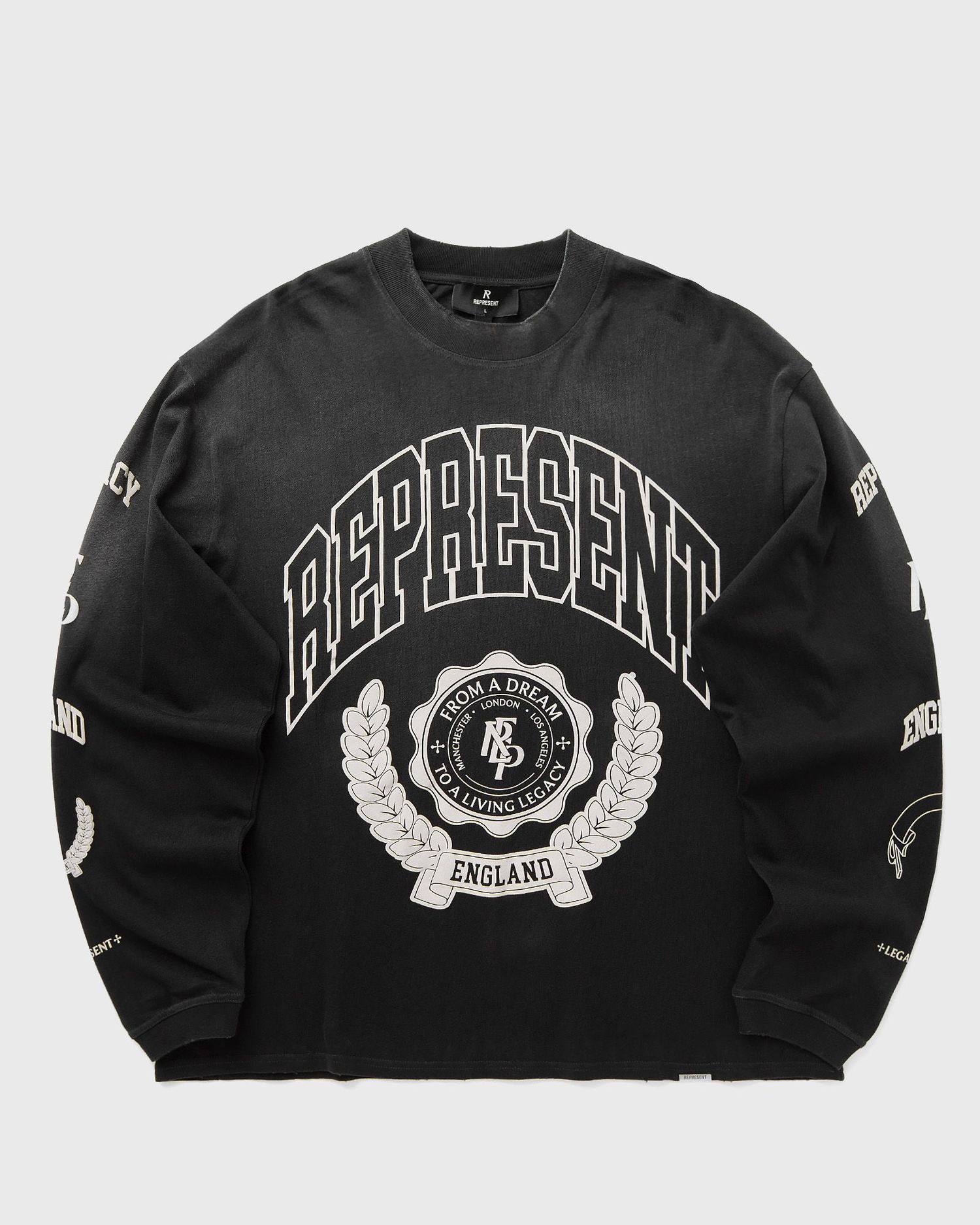 T-shirt Represent Clo Collegiate Arch Legacy Crest Long Sleeve T-Shirt Sort | MLM100371-04, 0