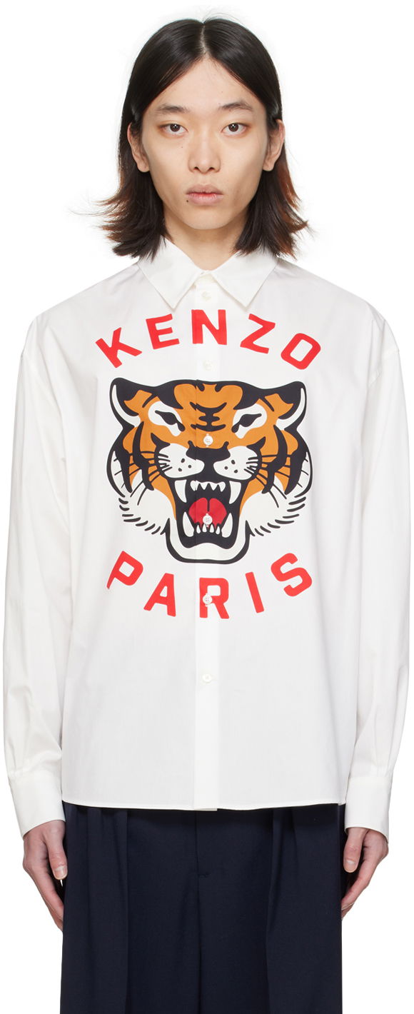 Skjorte KENZO Paris Lucky Tiger Shirt Hvid | FE55CH4209P7, 0