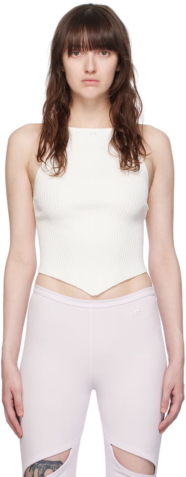 Tanktop Courrèges Ribbed Knit Pointy Tank Top Hvid | VESMTO042FI0001, 0