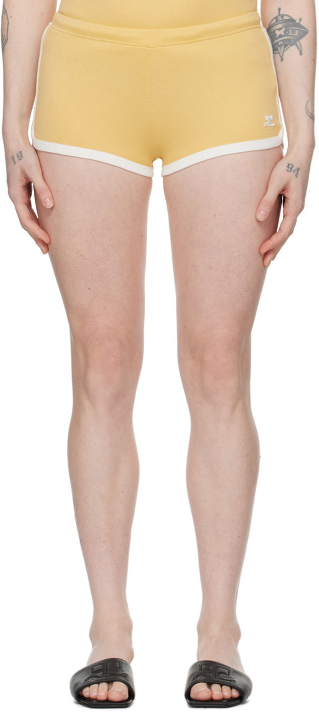Shorts Courrèges Contrast Trim Casual Shorts Gul | 124JSH037JS0070