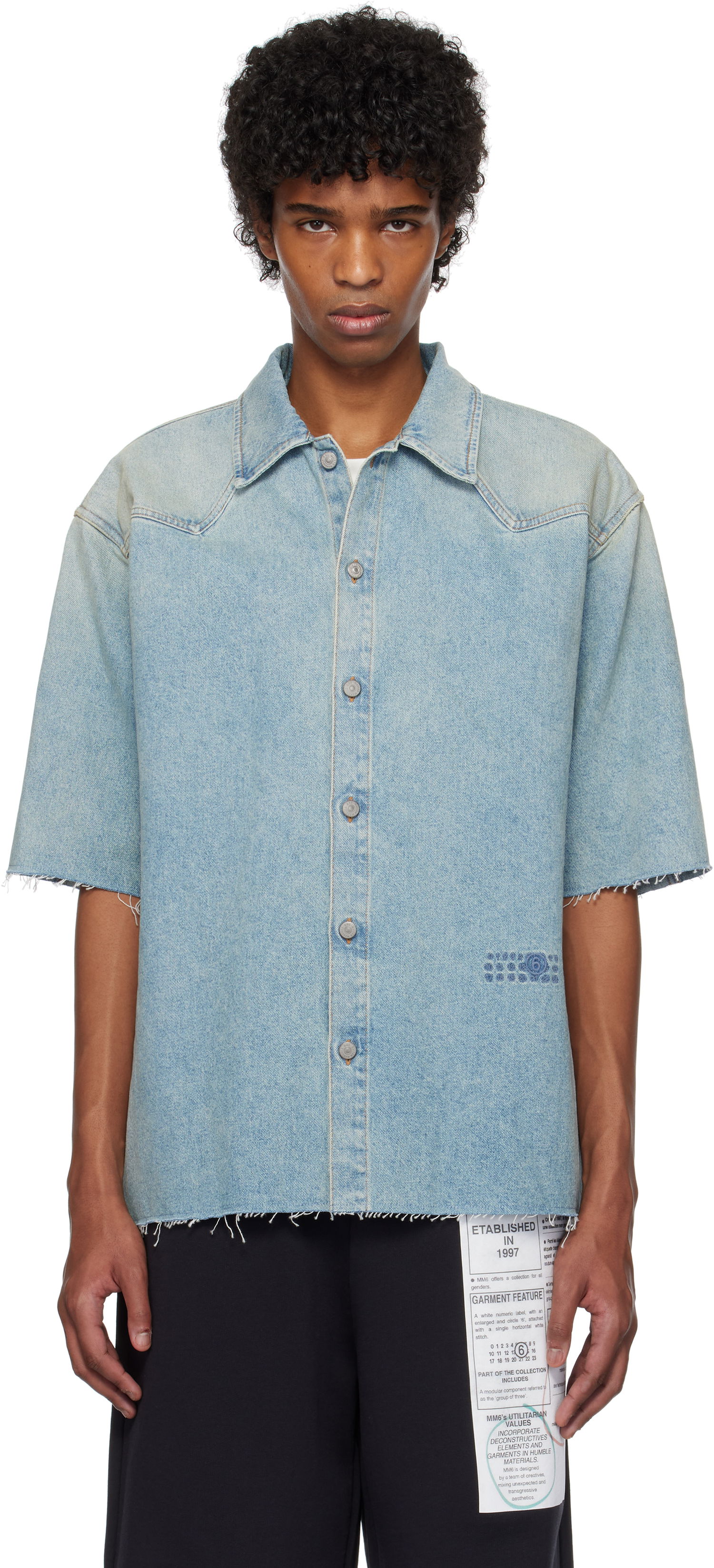 Skjorte Maison Margiela MM6 Maison Margiela Short Sleeve Denim Shirt Blå | SH0DR0006 M30019, 0