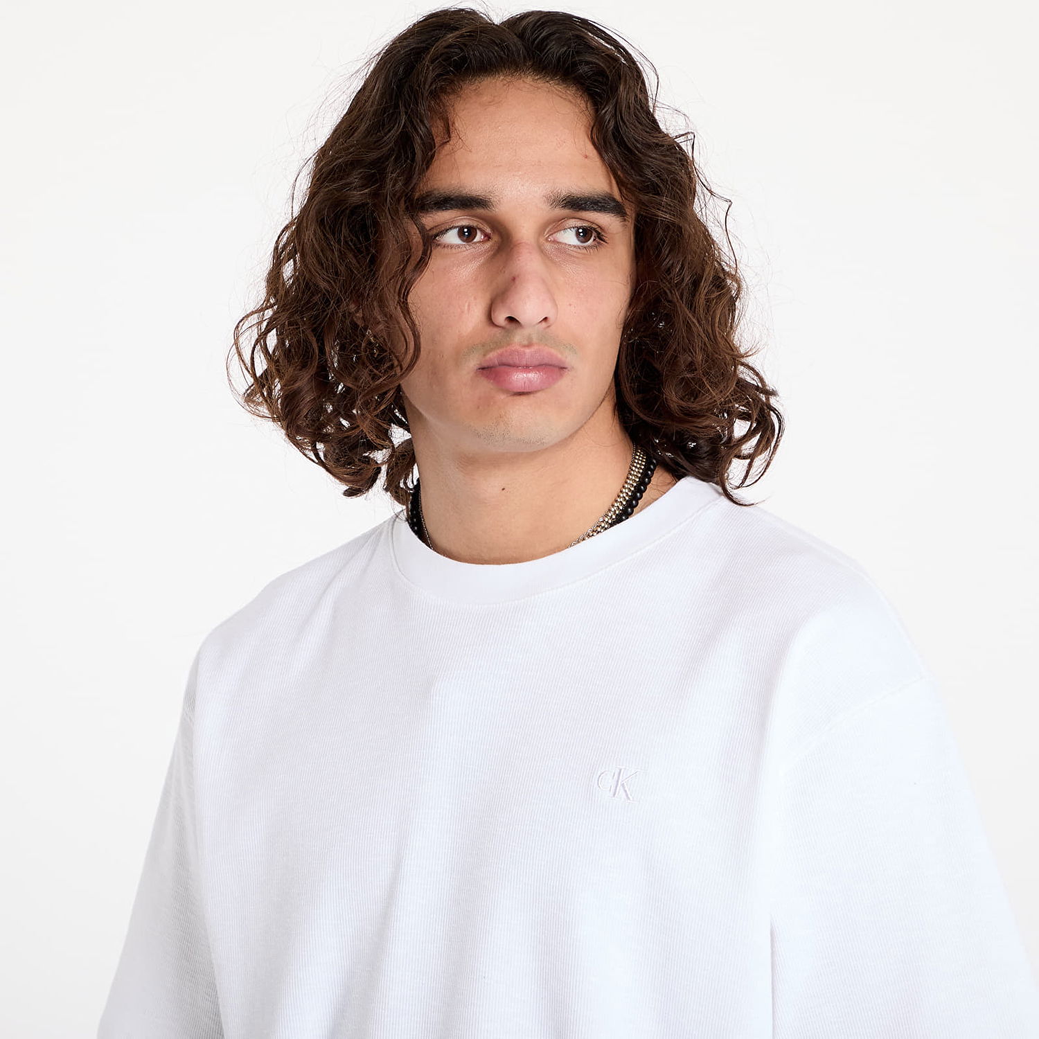 T-shirt CALVIN KLEIN Slub Rib Tee White Hvid | J30J326448 YAF, 1