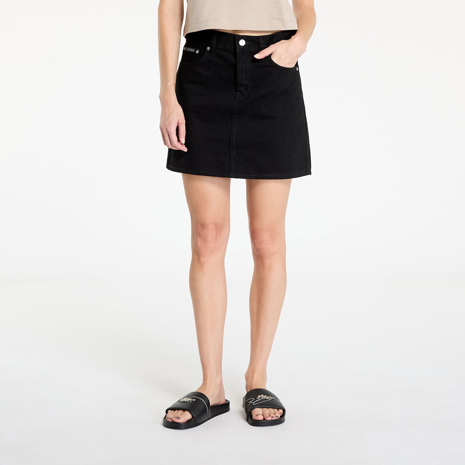 Nederdel CALVIN KLEIN Hero High Rise Mini Skirt Denim Classic Black Sort | 00040WL738 JW4, 0