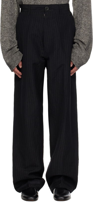 Bukser Maison Margiela Maison Margiela Pinstripe Linen & Wool Wide-Leg Trousers Sort | S50KA0678 M35447, 0