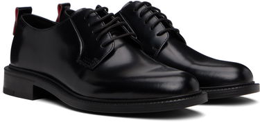 Tilbehør BOSS Derby Leather Shoes with Logo Detail Sort | 50548654, 4