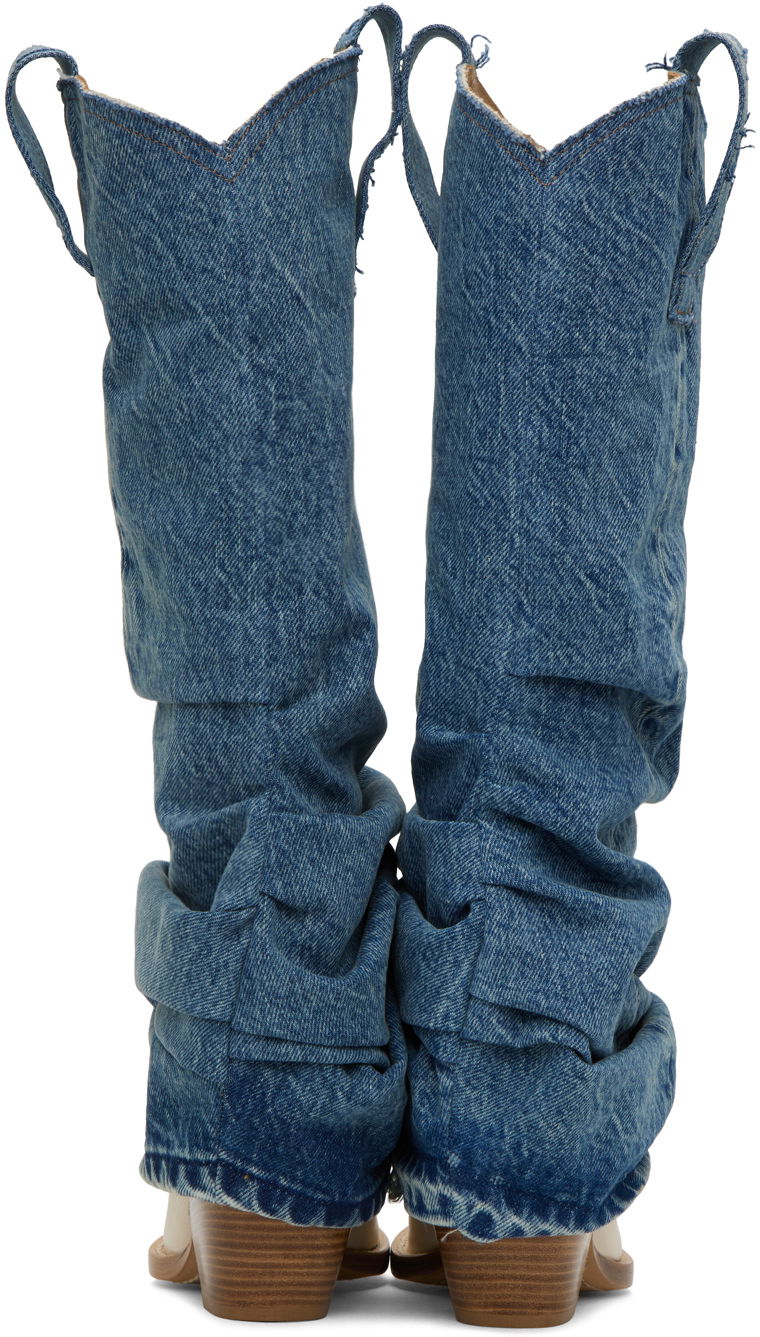 Tøj R13 R13 Mid Cowboy Denim Sleeve Boots Blå | R13S0107-DEN, 1