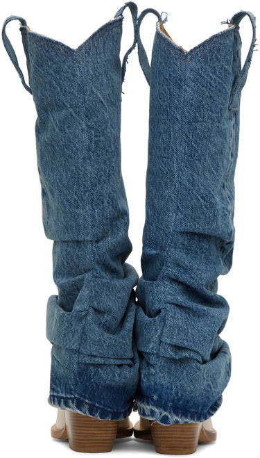 Tøj R13 R13 Mid Cowboy Denim Sleeve Boots Blå | R13S0107-DEN, 1