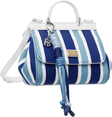 Håndtaske Dolce & Gabbana Dolce&Gabbana Sicily Striped Canvas Crossbody Bag Blå | EB0003 AD591, 1