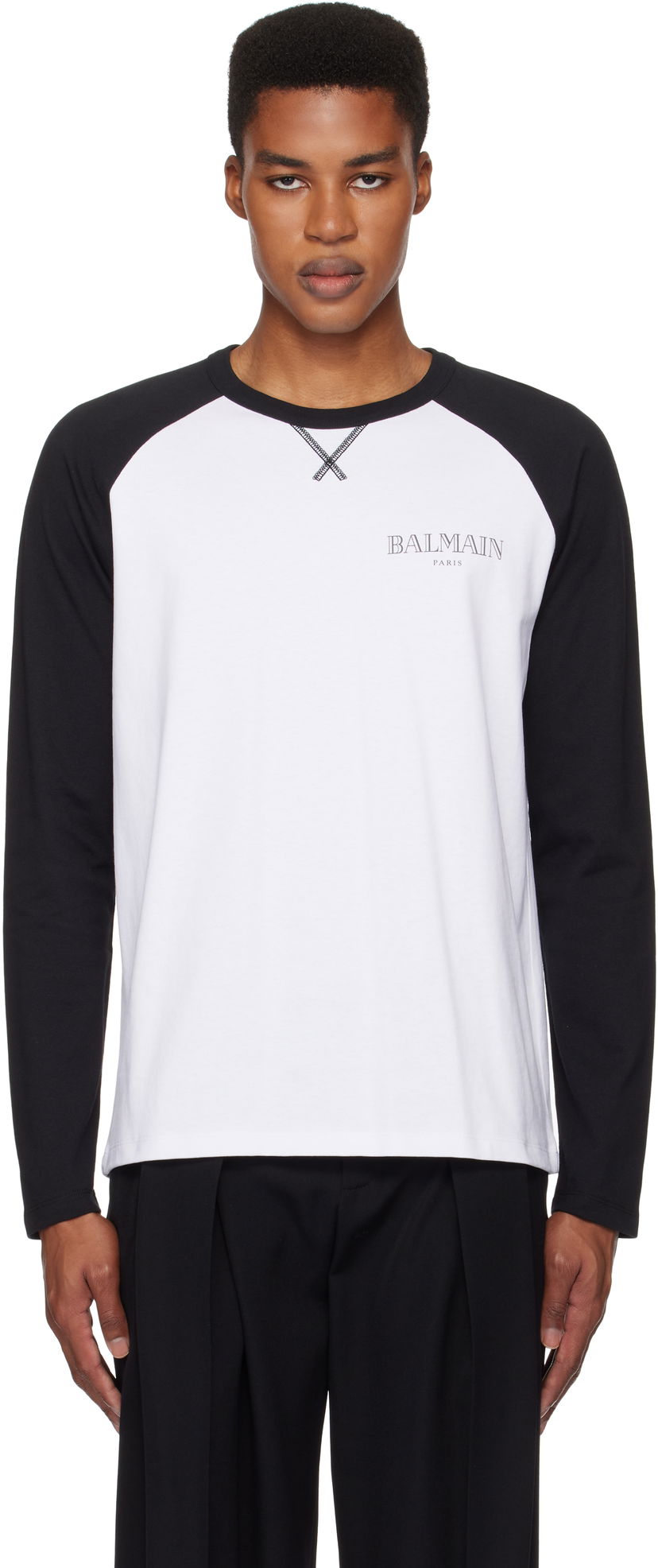 T-shirt Balmain Long Sleeve Raglan T-Shirt Hvid | DH0EK055GE07
