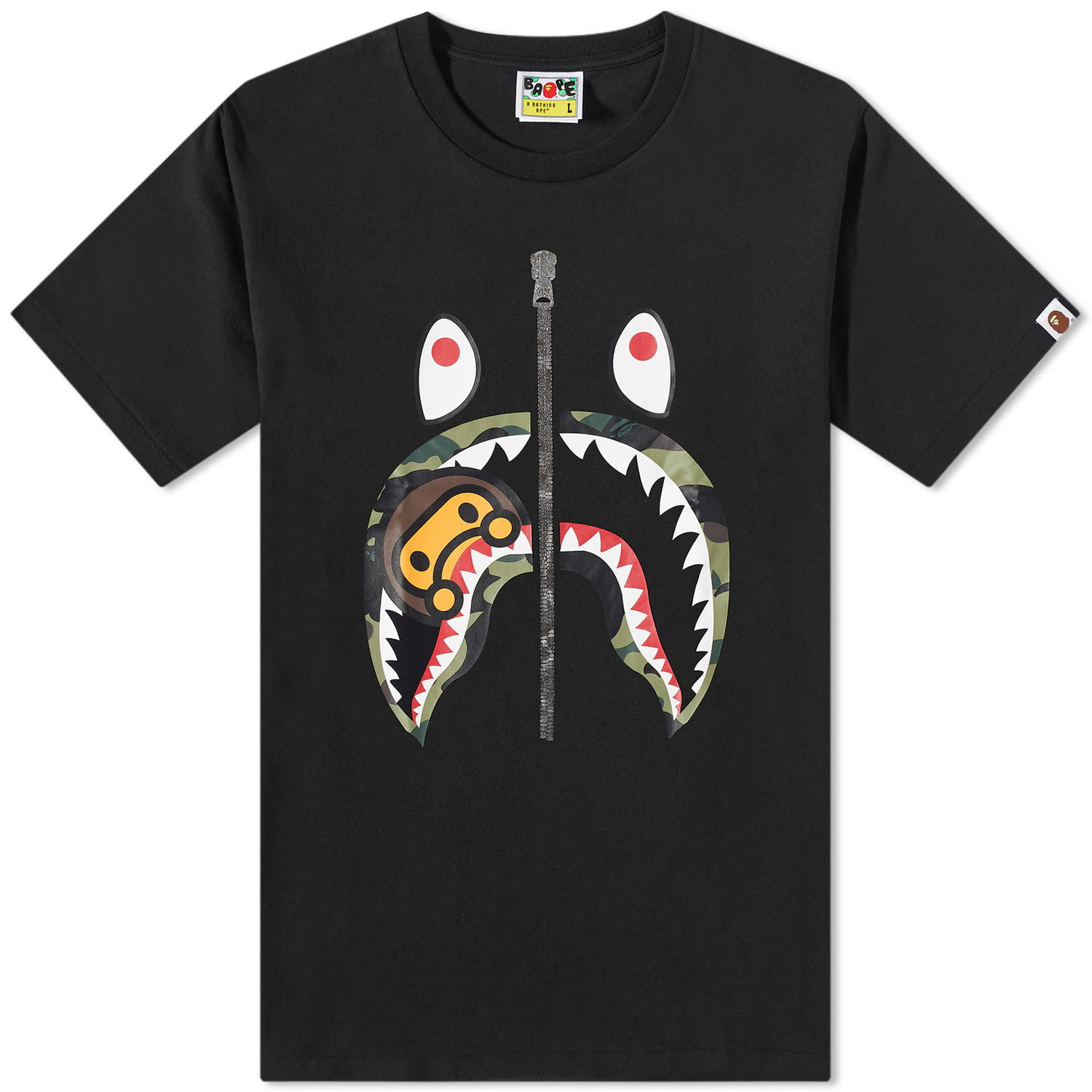 T-shirt BAPE 1St Camo Milo Shark T-Shirt Sort | 002TEJ801005M-BLK, 0