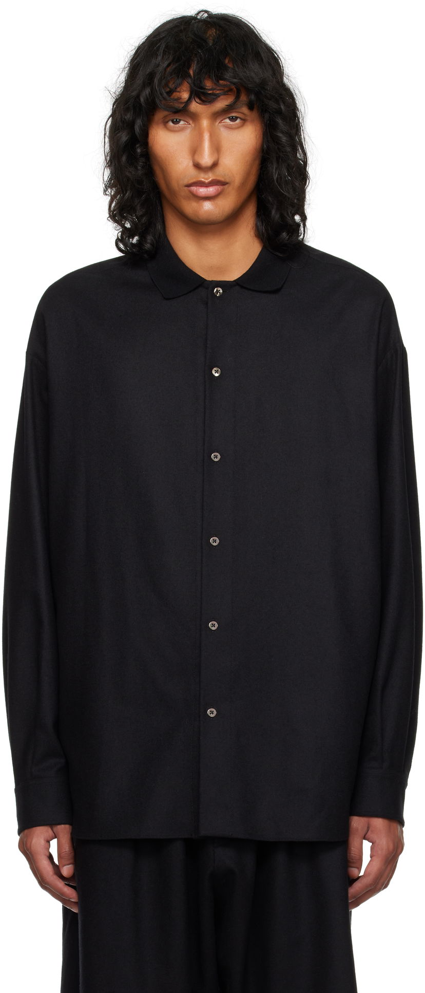 Skjorte The Row Oversized Wool Shirt Sort | 827-W3301
