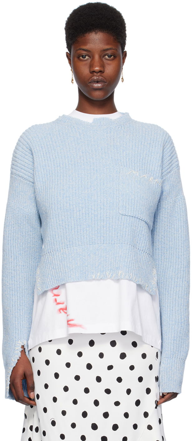 Sweater Marni Mouliné Sweater Blå | GCMD0506Q0 UFH301