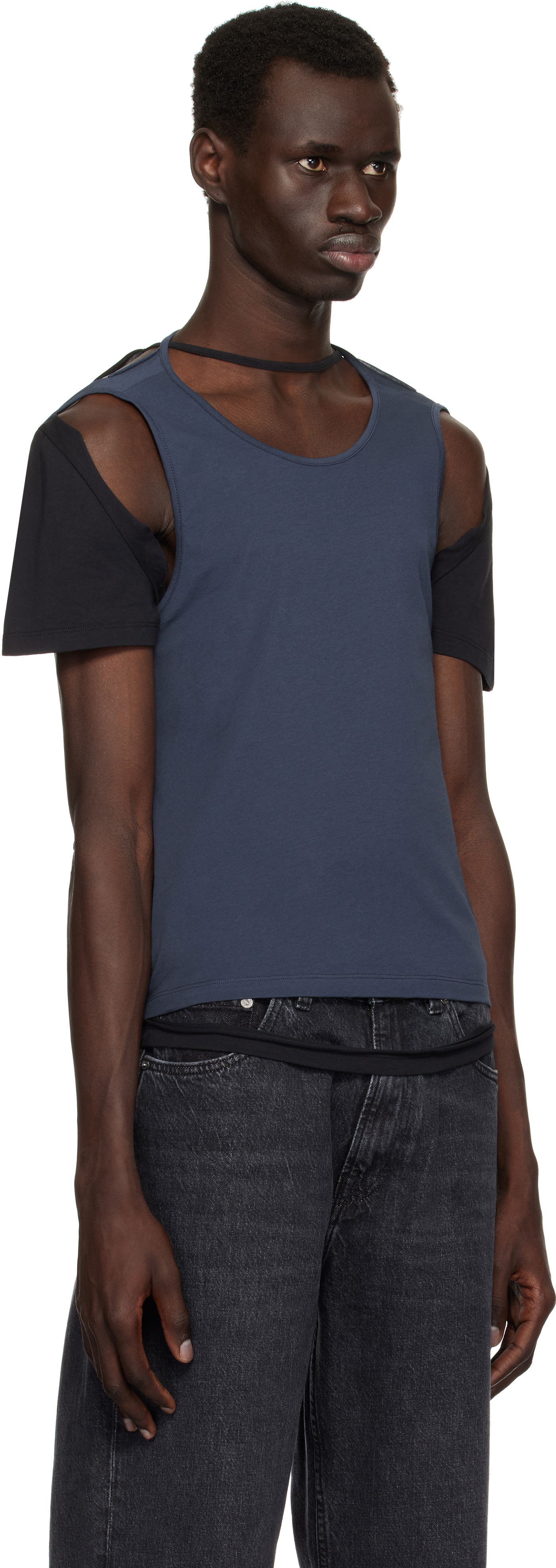 Tanktop Eckhaus Latta Eckhaus Latta Navy Hugging T-Shirt Blå | 1203-EL-PS25-B - BLACKBERRY, 1