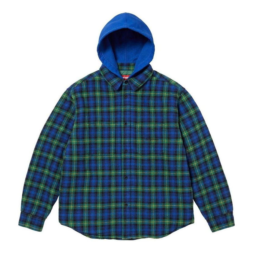 Skjorte Supreme Flannel Hooded Shirt Blå | SUP-FW23-232
