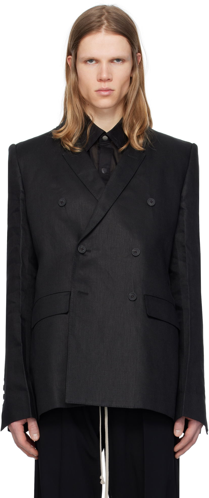 Jakke Rick Owens Rick Owens Hollywood JMF Double-Breasted Blazer Sort | RU01E5732 TWL