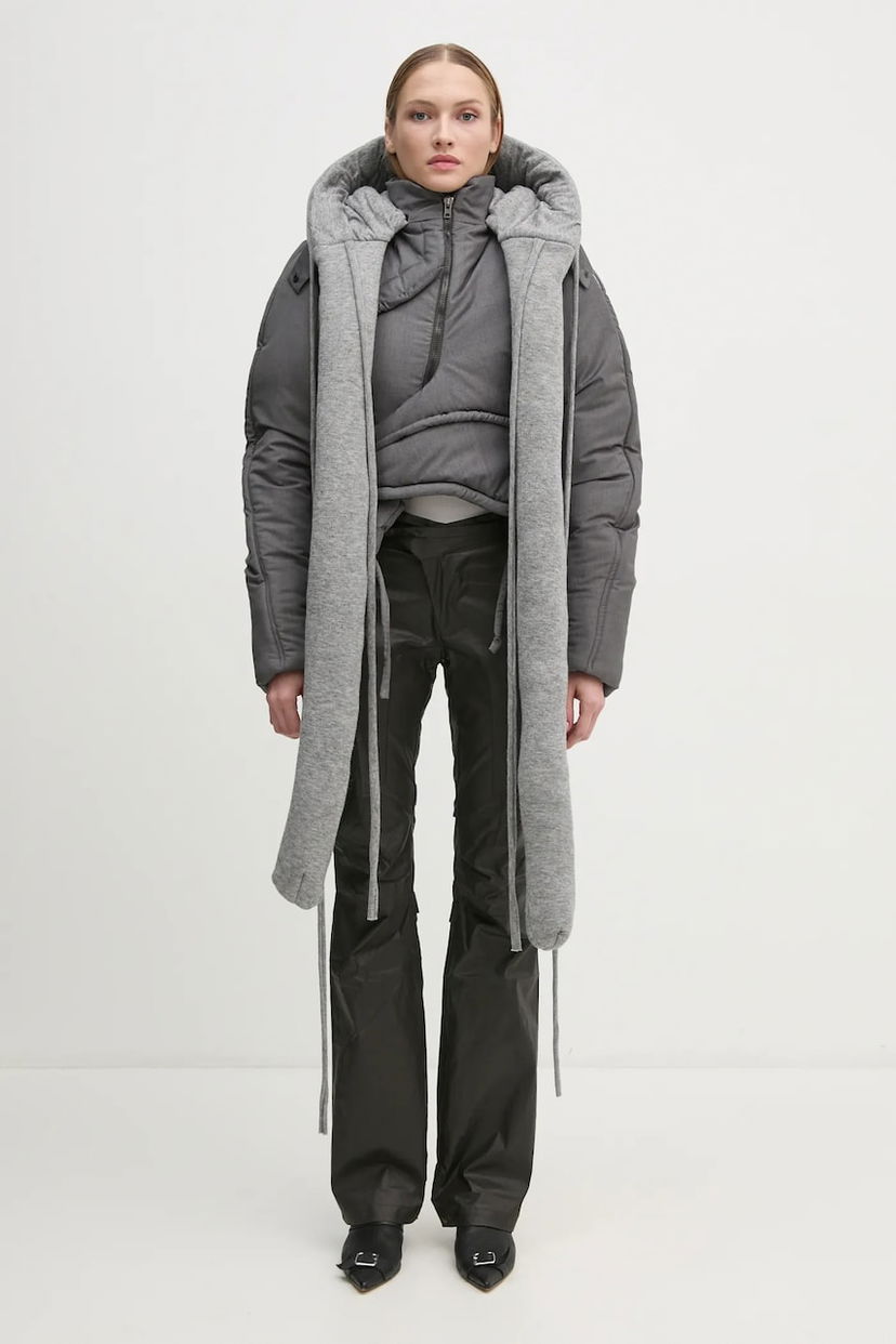 Parka Ottolinger Ottolinger Deconstructed Cropped Puffer Jacket with Attached Scarf Grå | 2209060111