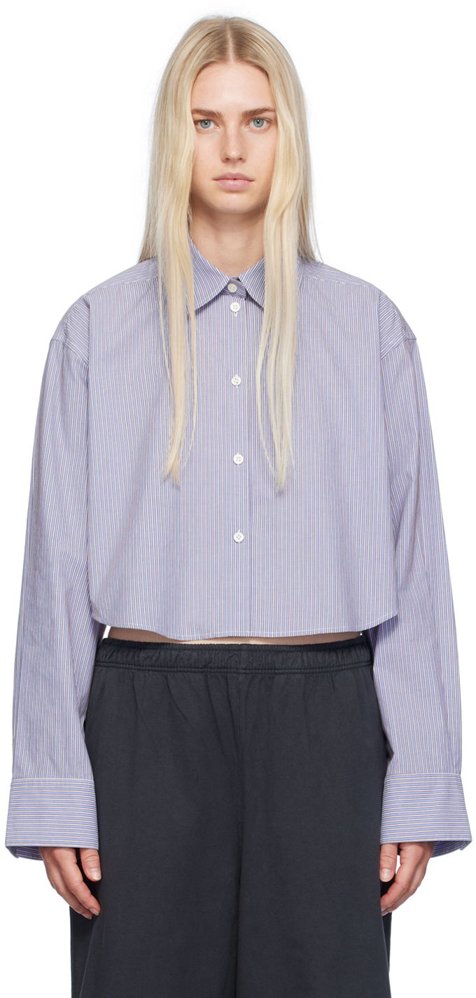 Skjorte Acne Studios Blue & White Jacquard Pinstripe Shirt Blå | AC0689-