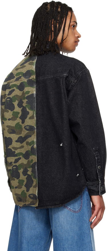 Skjorte BAPE A Bathing Ape 1st Camo Destroyed Denim Shirt Grøn | 001SHL301312M, 2