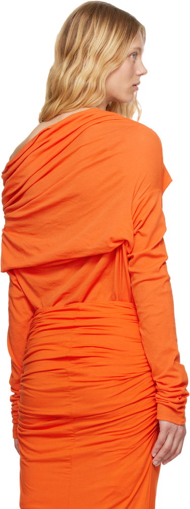 Kjole Entire Studios Entire Studios Draped One-Shoulder Ruched Dress Orange | ESW-S25-8013-KO, 2