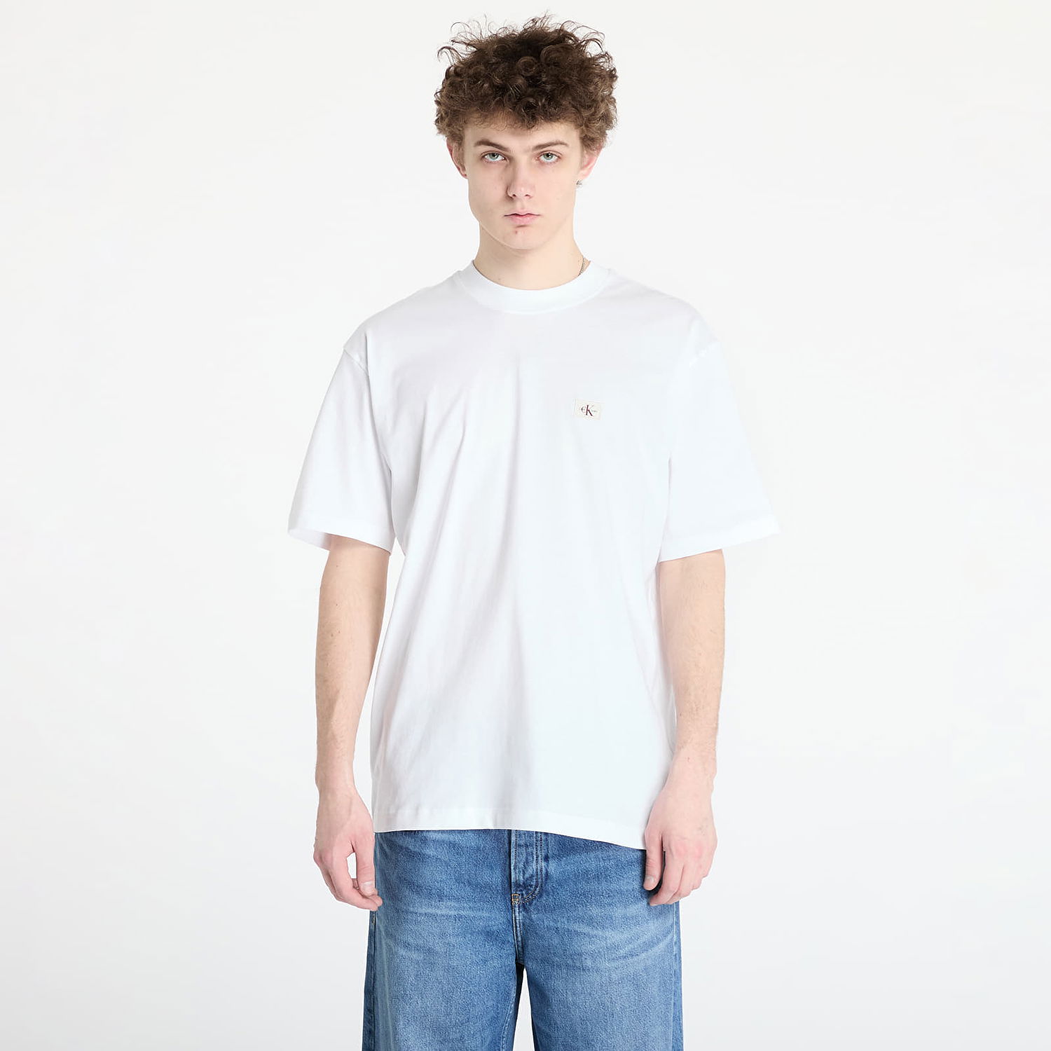 T-shirt CALVIN KLEIN Calvin Klein Jeans Men's Relaxed Fit Woven Label Tee Hvid | J30J326857 YAF, 0
