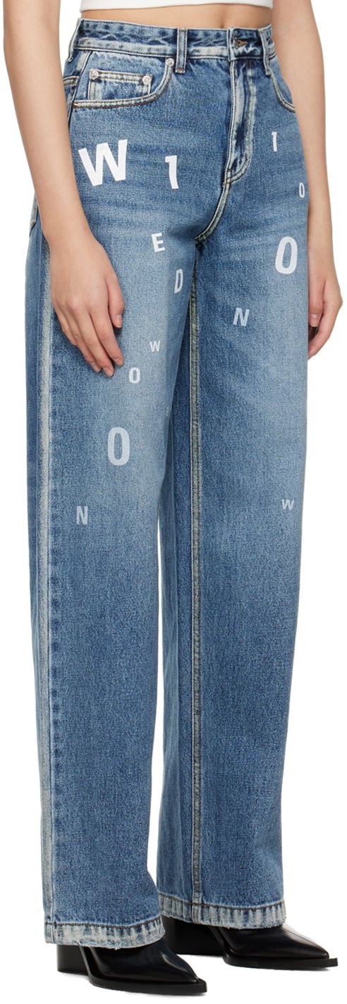 Jeans We11done Random Logo Straight Leg Jeans Blå | WD-DP3-22-387-W-NV, 1