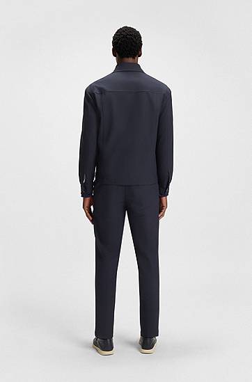 Skjorte BOSS Relaxed Fit Performance-Stretch Overshirt Mørkeblå | 50546059, 1