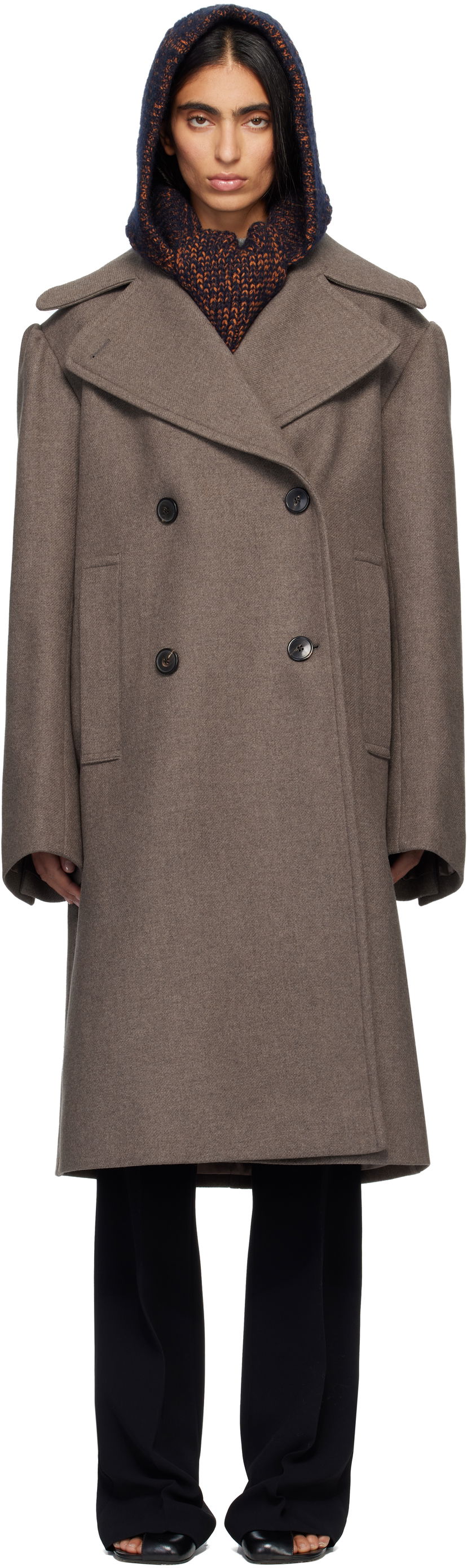Frakker Dries Van Noten Dries Van Noten Double-Breasted Coat Brun | 252-010270-2216