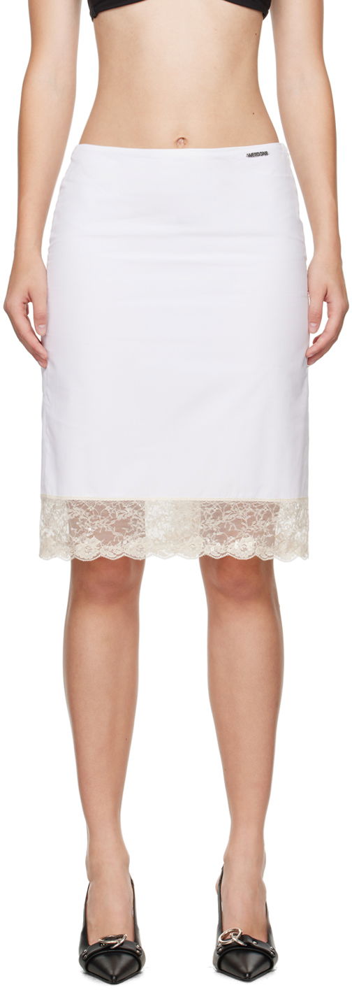 Nederdel We11done We11done Lace Trim Midi Skirt Hvid | WD-SK2-24-260-W-WH