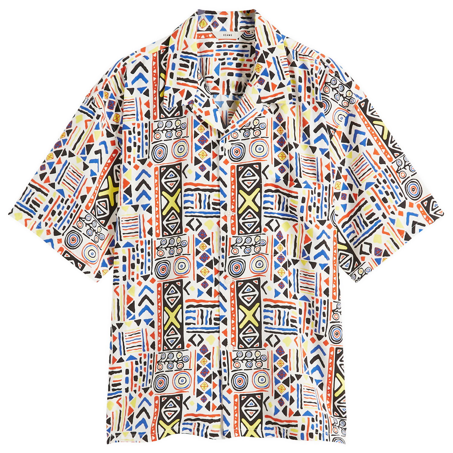 Skjorte BEAMS BEAMS Loose Open Collar Shirt, Size Large Flerfarvet | 1101-1491-803-01, 1