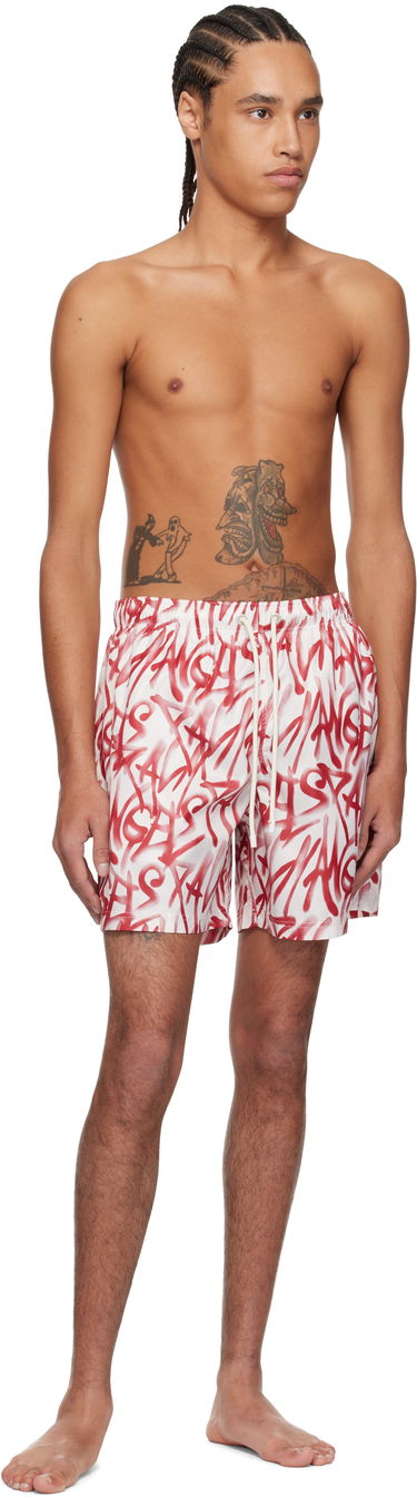 Badetøj Palm Angels Palm Angels Graffiti Print Swim Shorts Hvid | PMFD012S25FAB0010325, 3