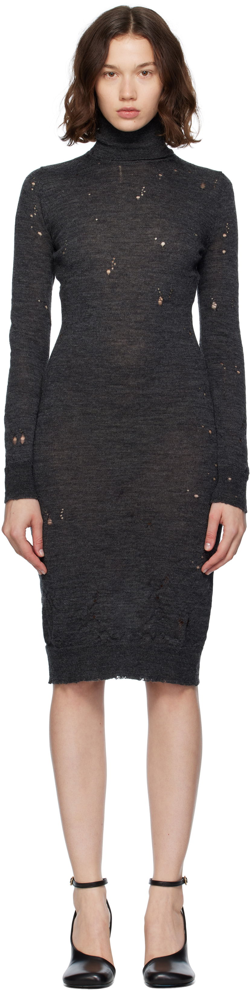 Kjole Maison Margiela MM6 Maison Margiela Turtleneck Midi Dress Grå | S52DD0073 M13134