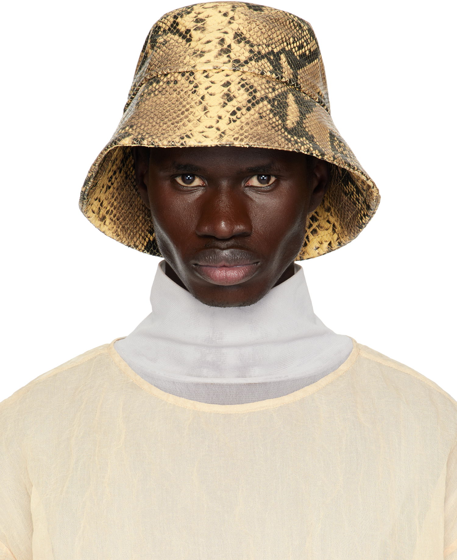 Hat Dries Van Noten Dries Van Noten Leather Bucket Hat Gul | 251-029501-1545, 0