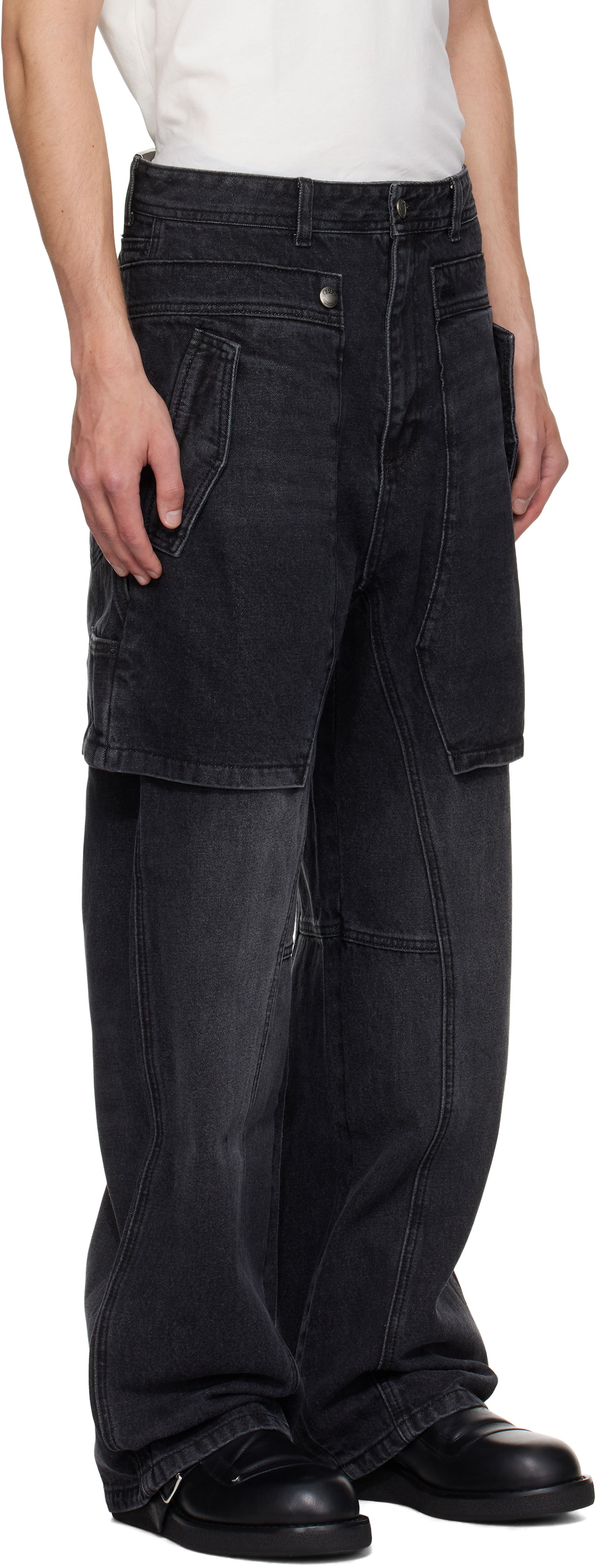 Jeans Andersson Bell Raptor Layered Wide-Leg Jeans Sort | apa838u, 1