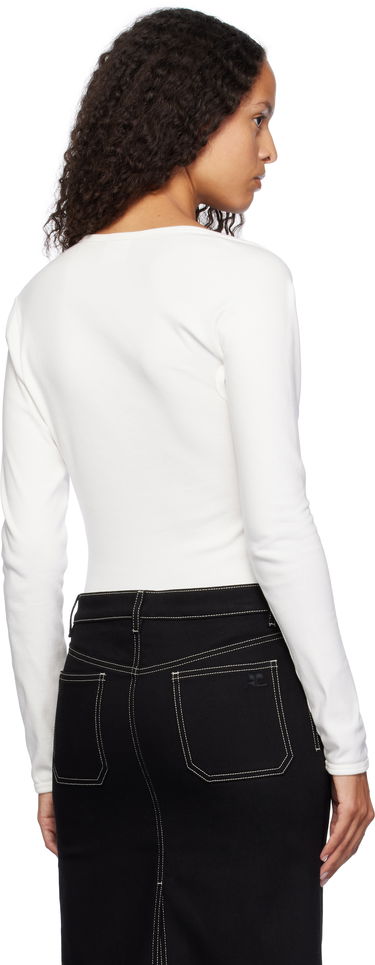 T-shirt Courrèges Slash Neck Long Sleeve Top Hvid | 424JTS158JS0070, 2