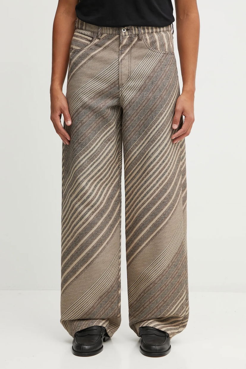 Bukser KENZO Wool Blend Diagonal Stripe Turn Up Wide Fit Pants Flerfarvet | FF65PA3839IO