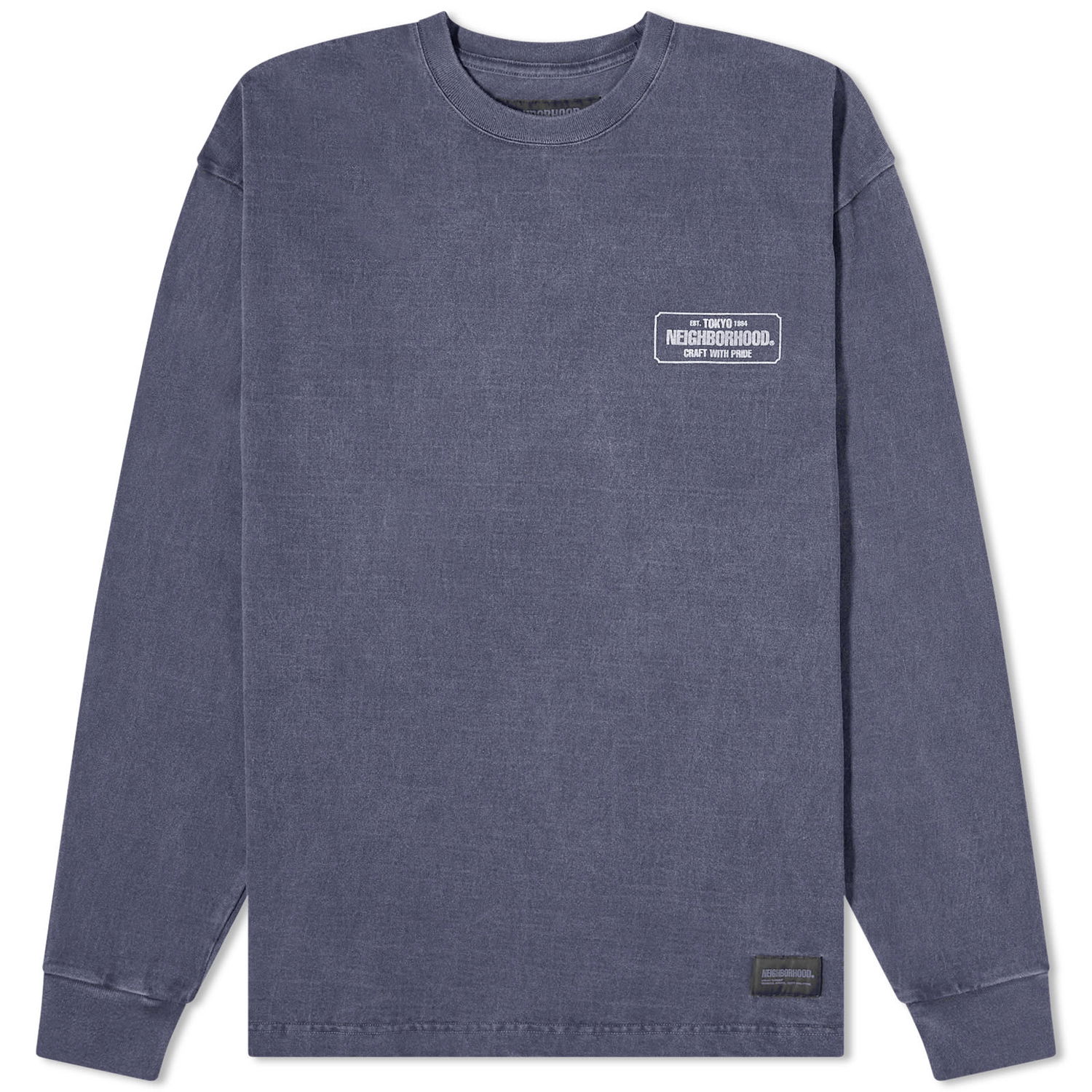T-shirt Neighborhood Long Sleeve Pigment Dyed T-Shirt Mørkeblå | 232UNNH-CSM01-NY, 0