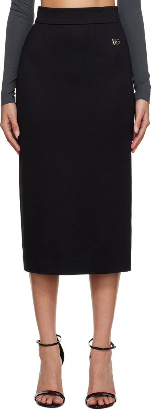 Nederdel Dolce & Gabbana Black Milano Midi Skirt Sort | F4B6UT FUGPN
